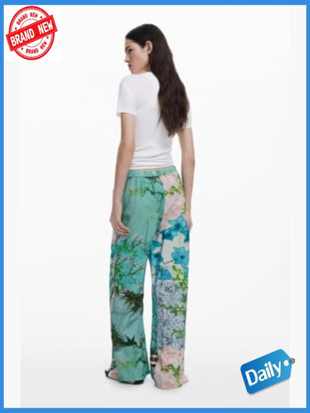 Floral Mid Rise Straight Leg Jeans with Zipper Closure - Picture 3 of 7